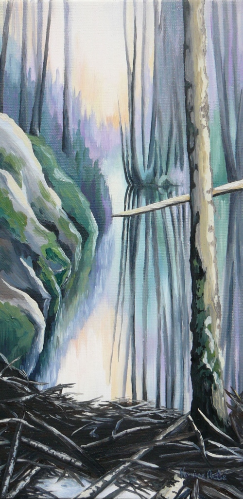 «Chemin de lumière», 12x6, huile, 2015, vendu